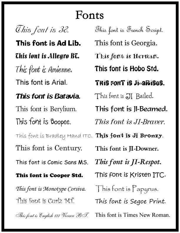 30 different fonts to choose from